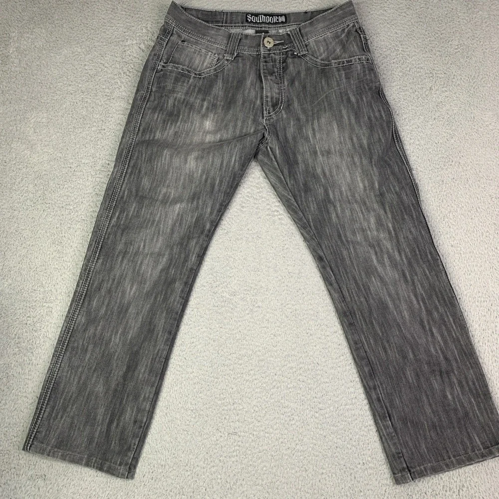 Southpole Authentic Collection Men's Jeans Baggy Streeked Blk RN82628 Size 32x26